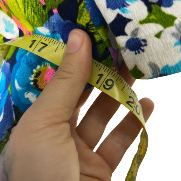 Vintage 60s Handmade Barkcloth Blue Floral Short Sleeve Full Length Dress Medium - Picture 7 of 9